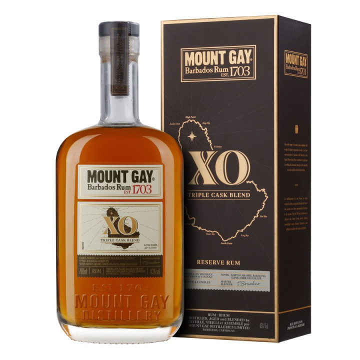 Rhum vieux MOUNT GAY barbados rum X.O 43% (70cl)