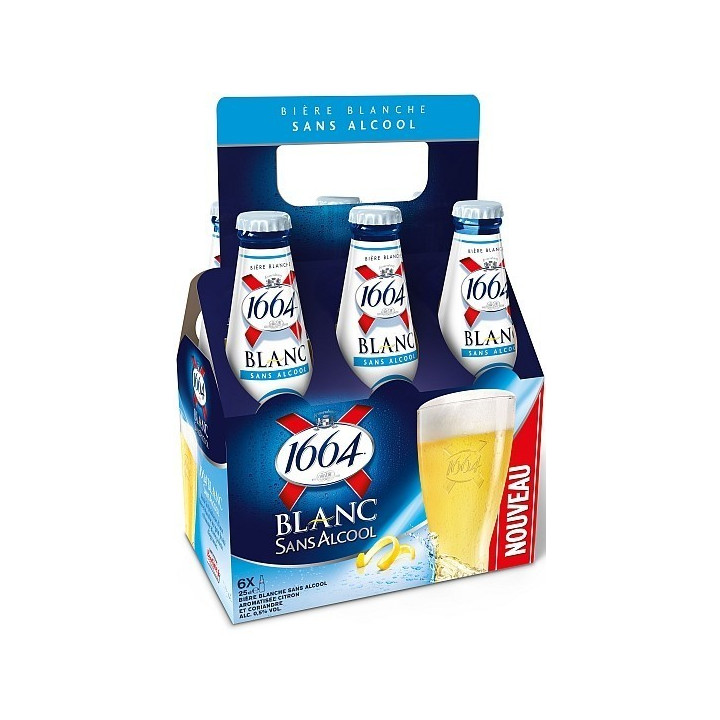 BIERE 1664 BLANCHE S/ALCOOL 6X25CL