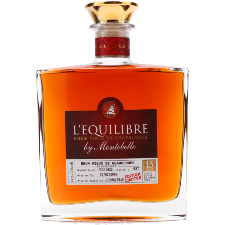 Rhum vieux MONTEBELLO 15 ans cuvée équilibre 47,2% (70cl)