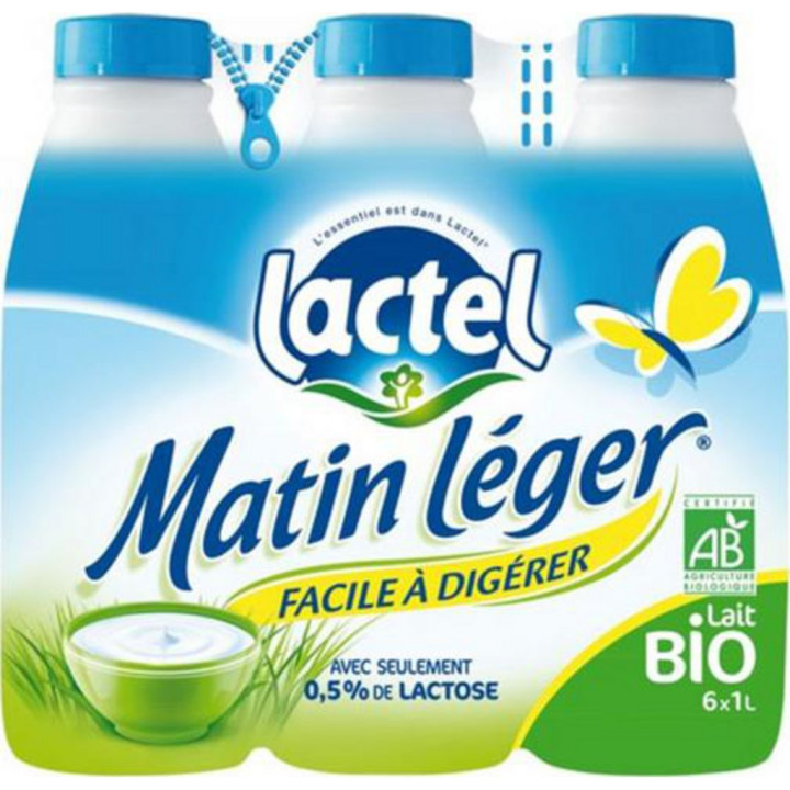 Lait LACTEL bio matin léger (2 x (6 x 1L))