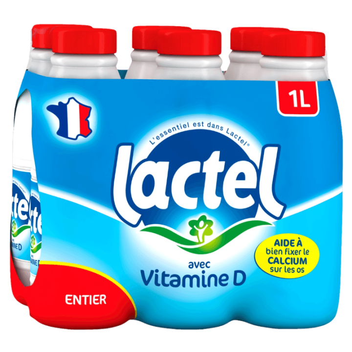 Lait LACTEL entier avec vitamine D btle (2 x (6 x 1L))