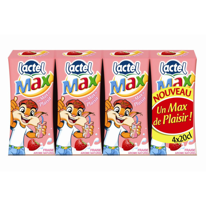 Lait Lactel Max Fraise (20cl x4x6)